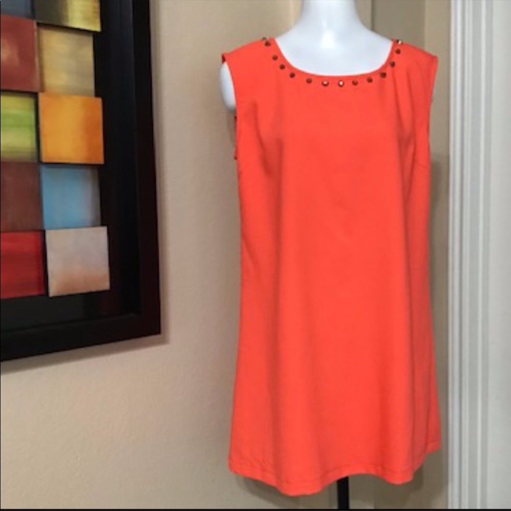 Anthro Blue Pepper Tangerine Shift Dress